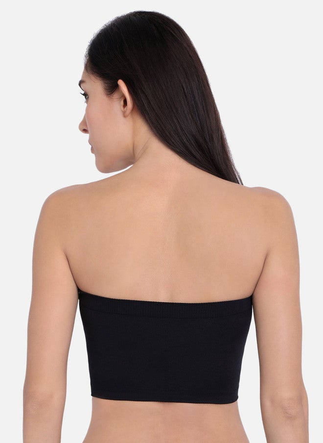 Red Rose Women Pack of 2 Black Solid Seamless Tube Camisoles - Image 3