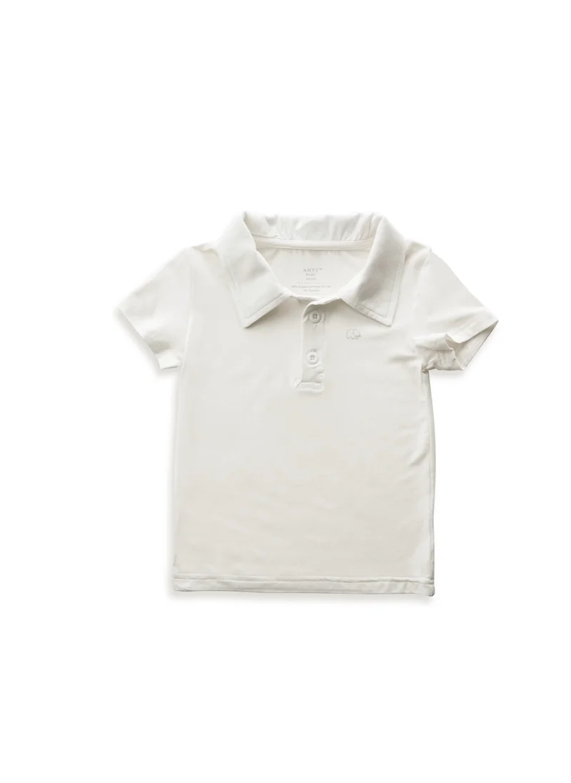 Anvi Baby Bamboo Spandex Polo T-Shirt- White