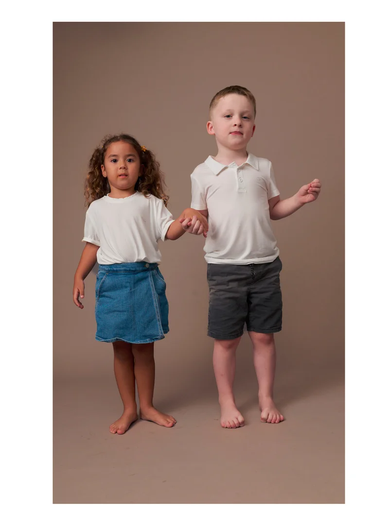 Anvi Baby Bamboo Spandex Polo T-Shirt- White