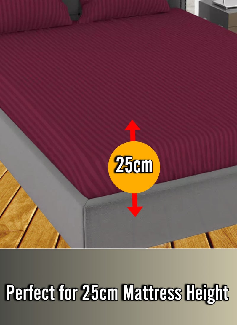 Blueberry Maroon Extra Deep Pocket Sheets Cotton 3 Piece Bed Sheet Set 150x200+25cm - Image 2