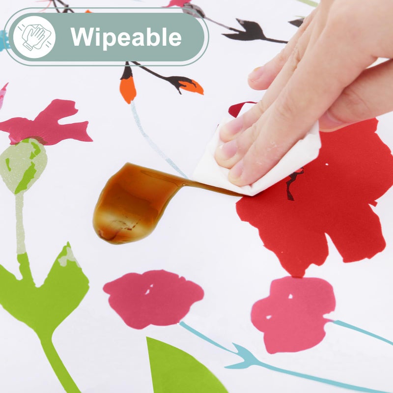 misaya Rectangle Waterproof Vinyl Table Cloth, Wipeable Tablecloth with Flannel Backing, Plastic Table Cover for Easter, Dinner, Picnic, Indoor and Outdoor (Flowers, 52" x 70") - Image 5