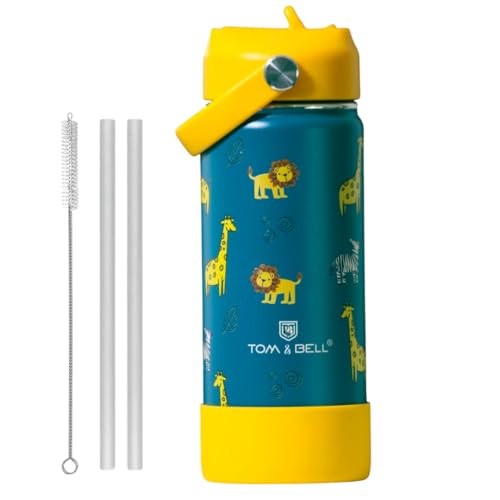 TOM  BELL TOM & BELL Insulated Water Bottle for Kids 500ml,Double Wall Water Bottle for School, Sipper Bottle,Hot and Cold, Premium 304 Stainless Steel (Dark green, 500ml) - Image 1