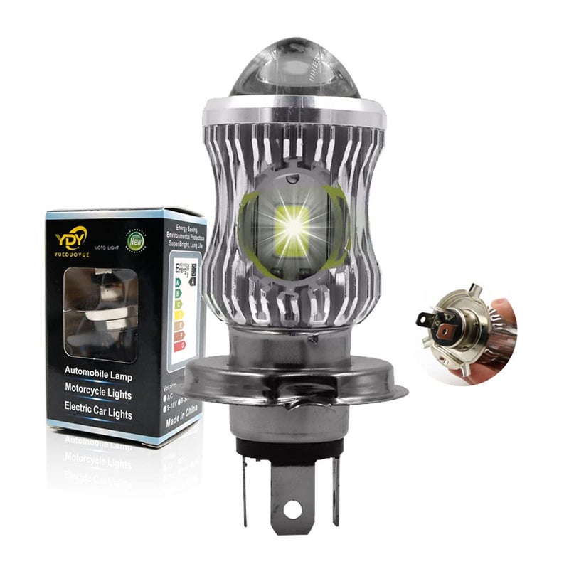 YSY 1Pcs 10000Lm H4 LED Moto HB2 9003 HS1 LED Motorcycle Headlight Bulbs CSP Lens White Yellow Hi Lo Lamp Scooter Accessories Fog Lights 12V H4 Silver