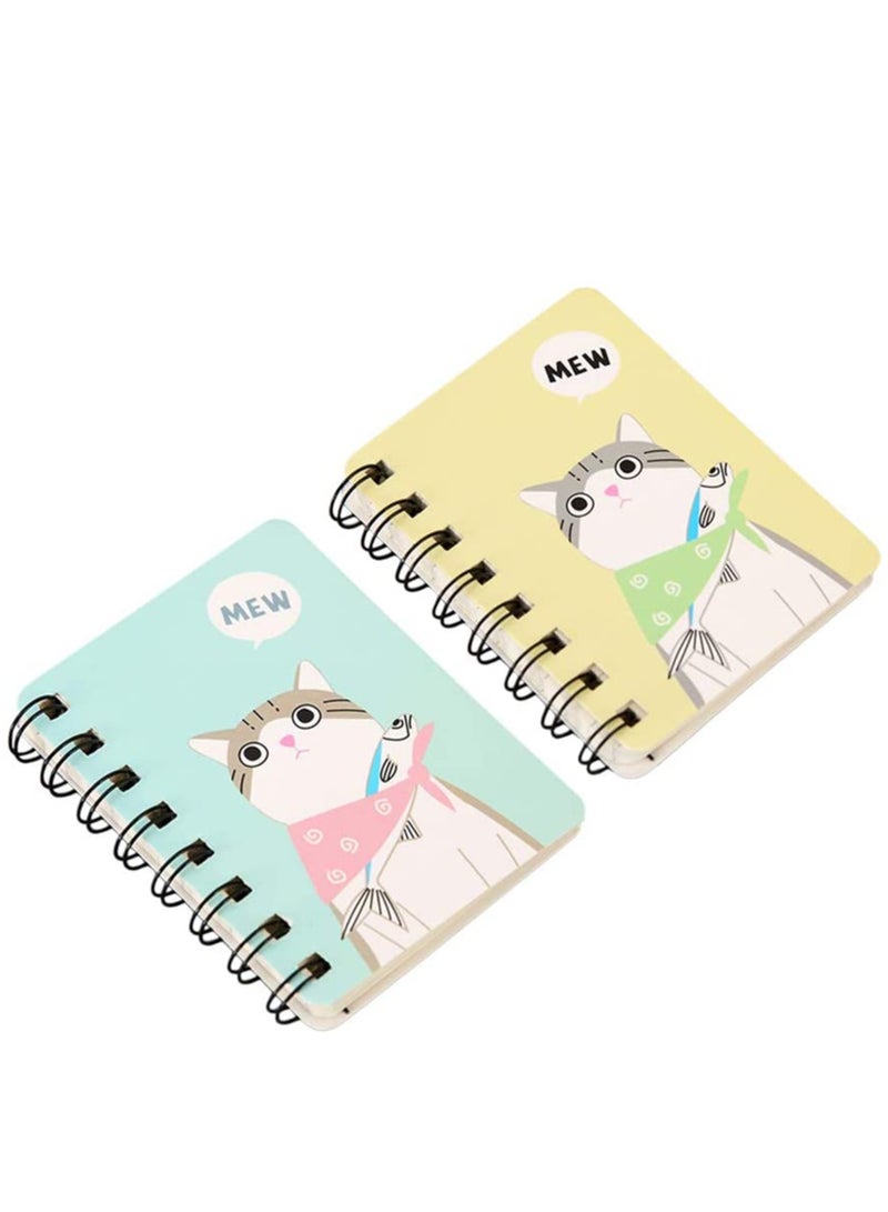 4pcs Mini Spiral Notebook With Thickened Horizontal Small Spiral Notepad Cute Cartoon Cat Pocket Notebook Ledger Notebook Handwriting Diary Drawing Tablet - Image 2