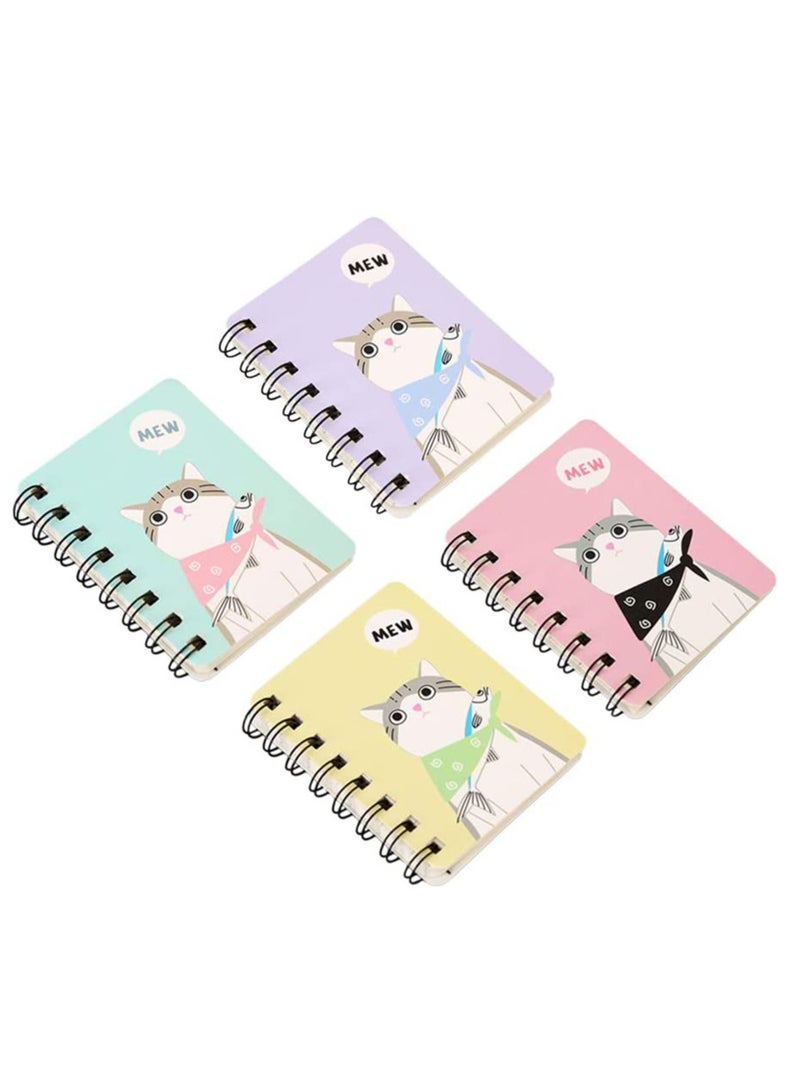4pcs Mini Spiral Notebook With Thickened Horizontal Small Spiral Notepad Cute Cartoon Cat Pocket Notebook Ledger Notebook Handwriting Diary Drawing Tablet - Image 3