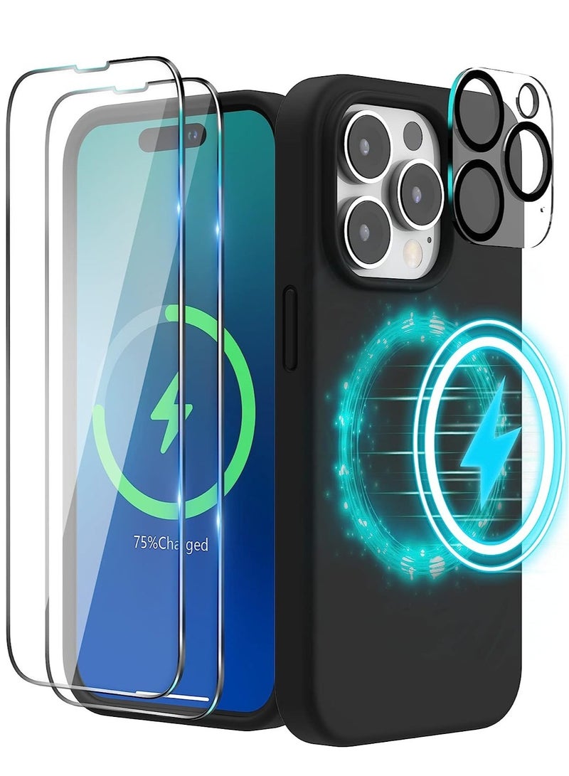 Magnetic Case Designed for iPhone 14 Pro Max Case 6.7 inch (2022), Compatible with MagSafe, Liquid Silicone Phone Case for iPhone 14 Pro Max, Black