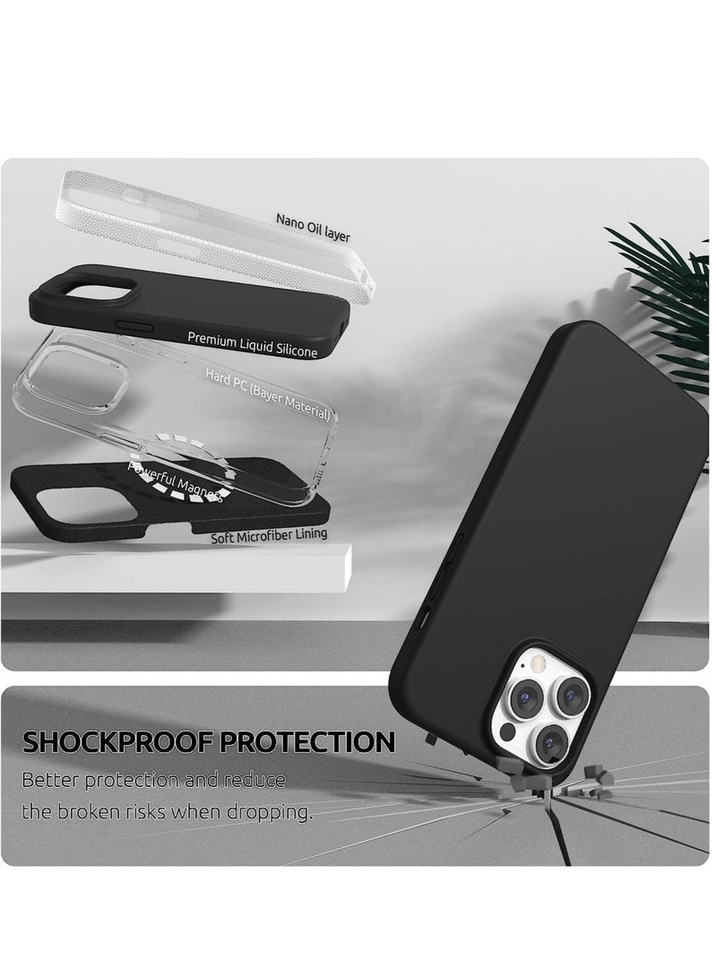 Magnetic Case Designed for iPhone 14 Pro Max Case 6.7 inch (2022), Compatible with MagSafe, Liquid Silicone Phone Case for iPhone 14 Pro Max, Black