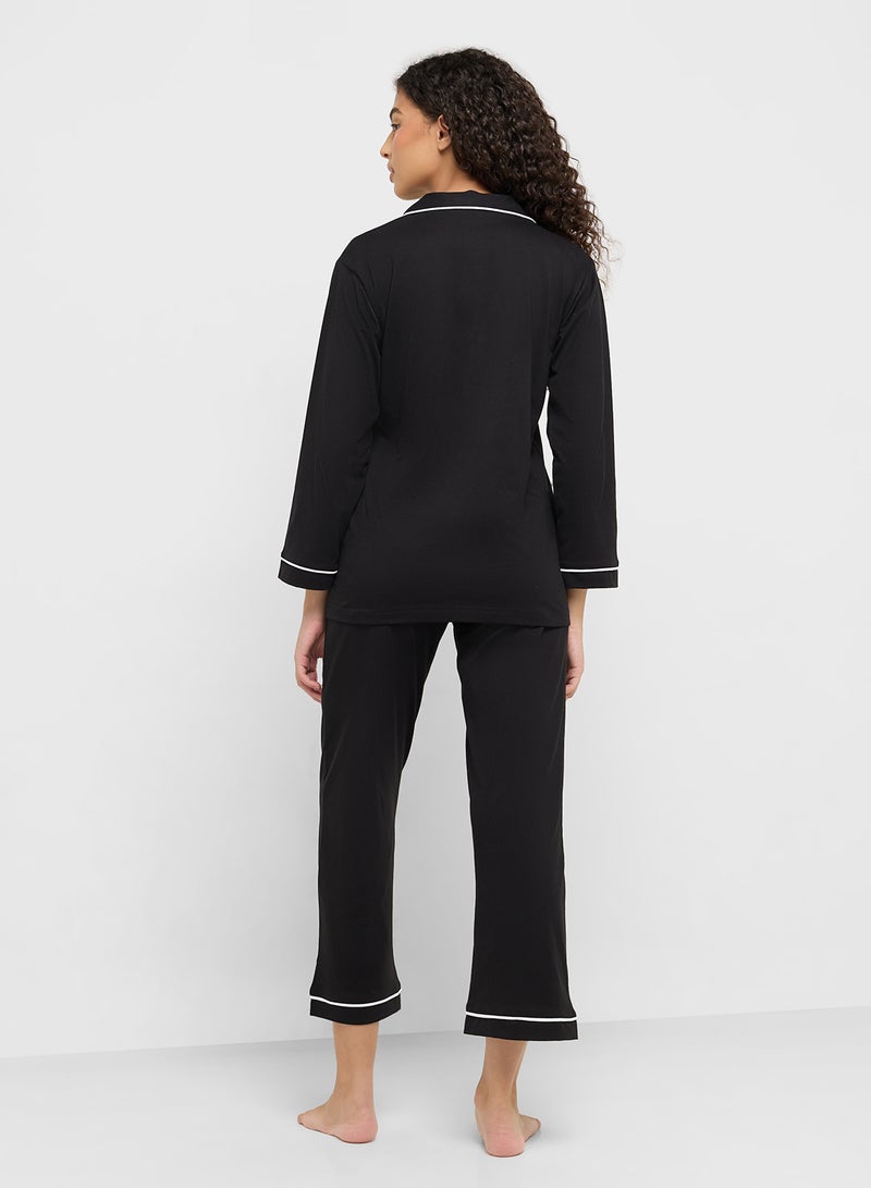 Ginger Cotton Button Up Shirt & Pyjama Set  - Image 2