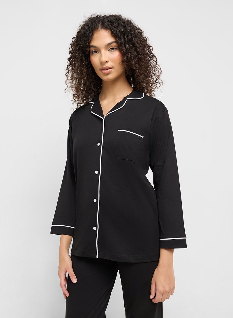 Ginger Cotton Button Up Shirt & Pyjama Set  - Image 3