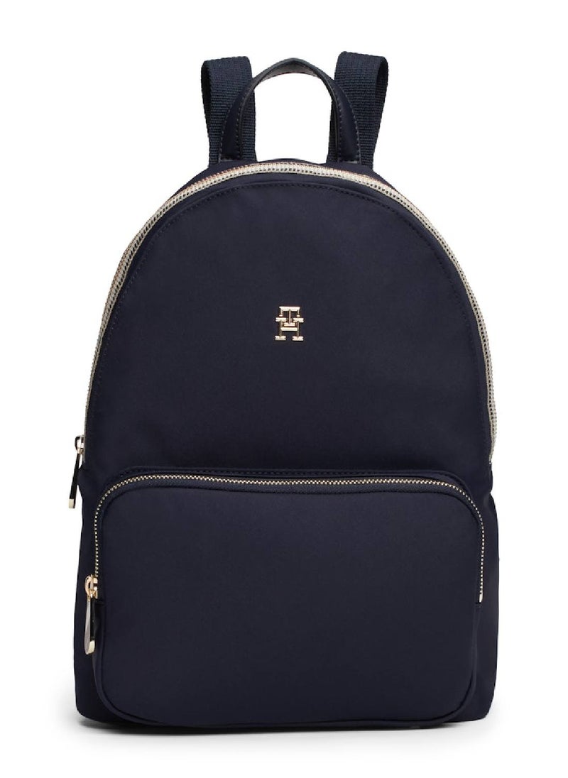 TOMMY HILFIGER - Women's Th Monogram Signature Zip Dome Backpack, Blue- Recycled Polyester - Image 1