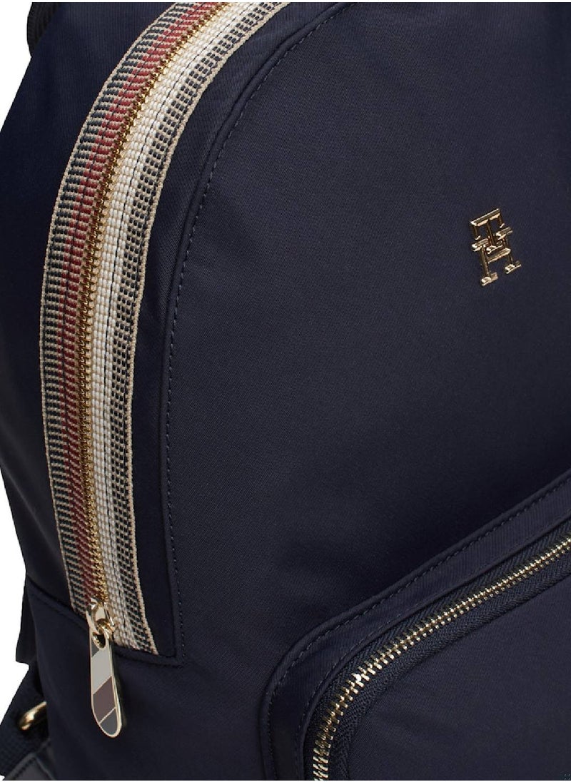 TOMMY HILFIGER - Women's Th Monogram Signature Zip Dome Backpack, Blue- Recycled Polyester - Image 1