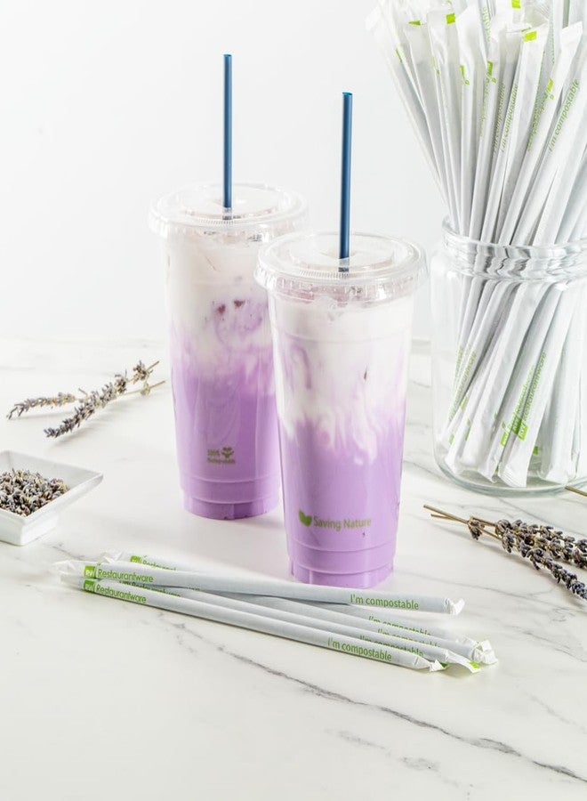 Restaurantware-Basic Nature 8.3 Inch Disposable Straws, 100 Sustainable Straws - Wrapped, Won't Alter Flavors, Midnight Blue PLA / PBAT Straw, For Hot And Cold Drinks - Image 5