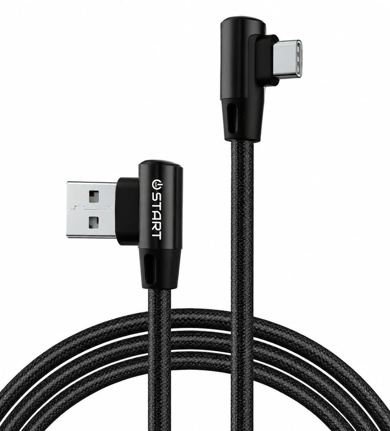 ST-A012 كابل شحن ونقل بيانات تايب سي USB-A الى Type-C سريع 18 واط نايلون مضفر زاوية قائمة للألعاب طول 1 متر