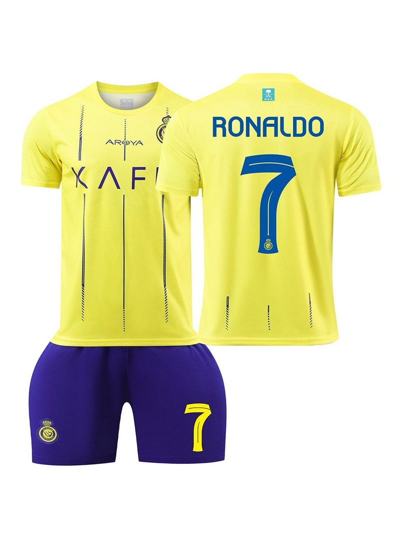 M MIAOYAN M MIAOYAN C Ronaldo's new Riyadh Victory team home football jersey with the same men's and women's club adult football jersey match football jersey suit  - Image 1