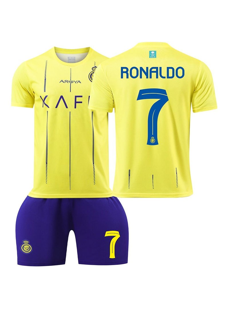 M MIAOYAN M MIAOYAN C Ronaldo's new Riyadh Victory team home football jersey with the same men's and women's club adult football jersey match football jersey suit  - Image 2