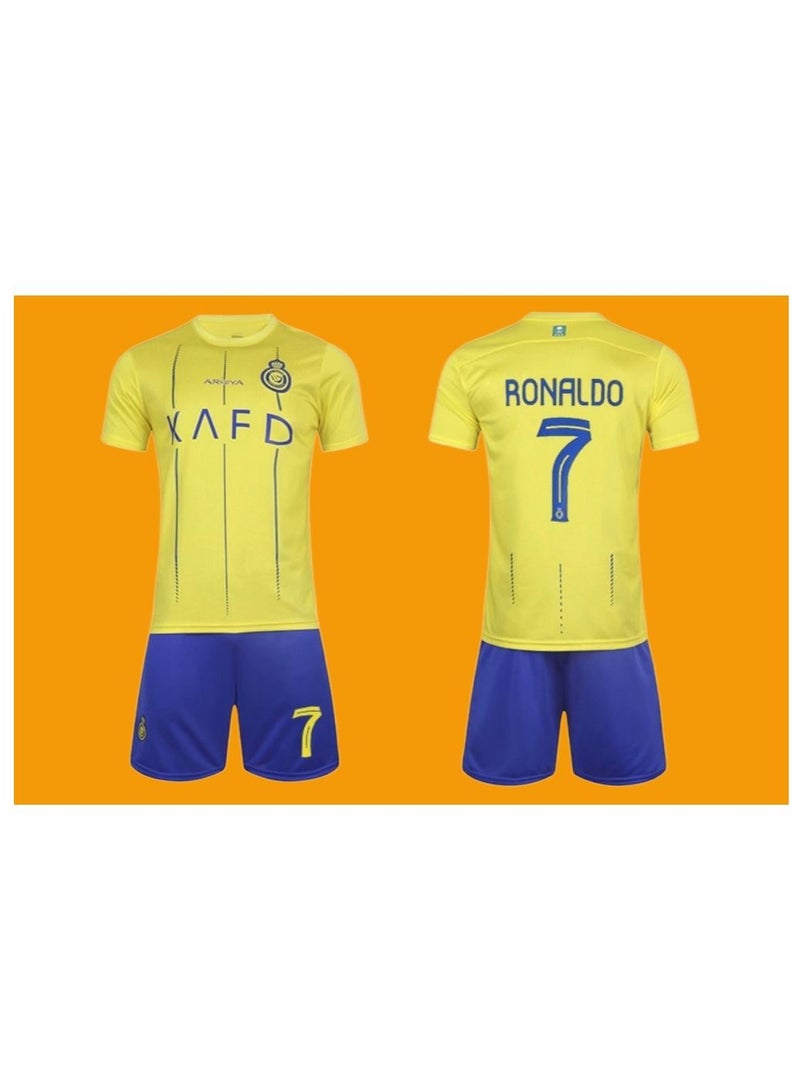 M MIAOYAN M MIAOYAN C Ronaldo's new Riyadh Victory team home football jersey with the same men's and women's club adult football jersey match football jersey suit  - Image 3