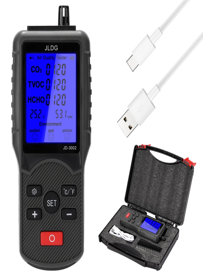 Multifunctional Air Quality Tester CO2 TVOC Meter Temperature Humidity Measuring Device - Image 2