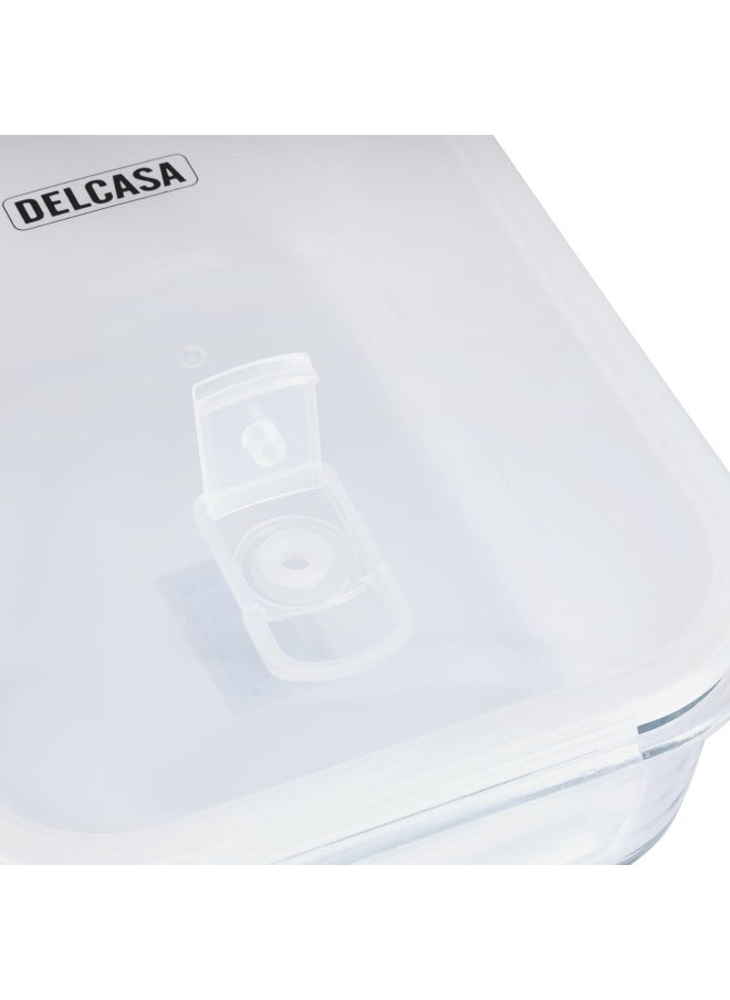 Delcasa DC3312 Square Airtight Container with Glass Lid, 1540 ml Capacity