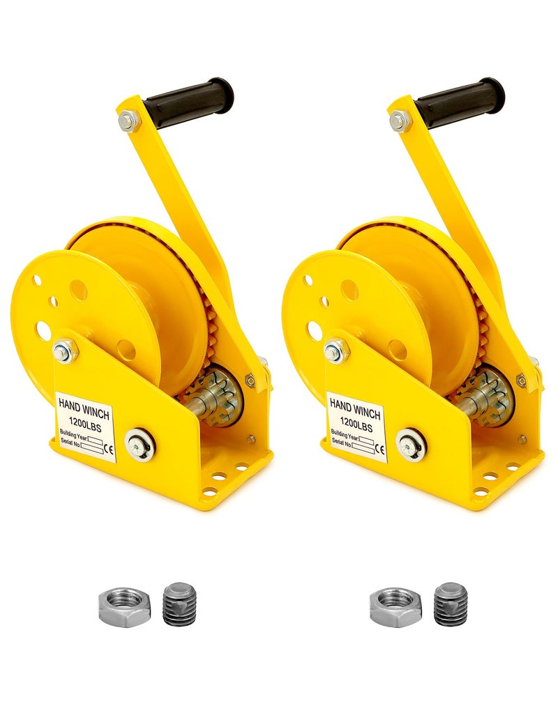QWORK Manual Crank Winch 1200lbs Load TwoWay Lock Gear for Boat Trailer ATV Utility Pulling 2 Pack - Image 2