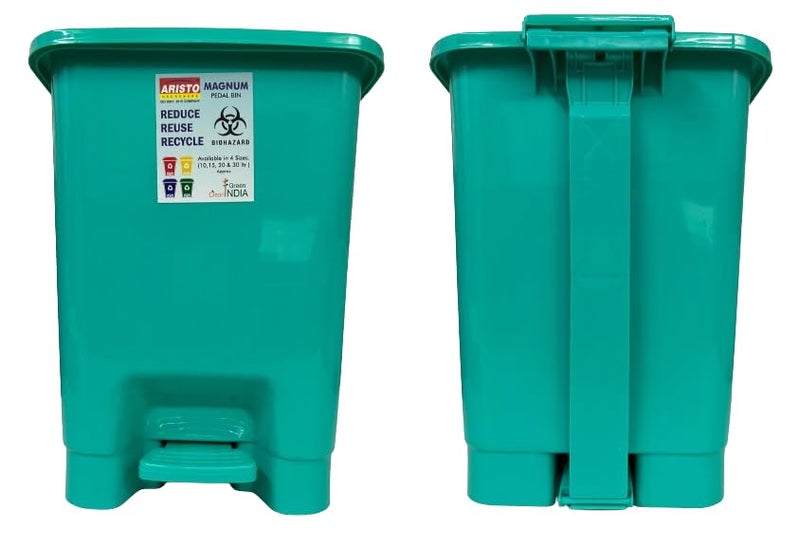 Aristo Aristo Plastic Pedal Dustbin With Handle 30 ltr Green - Image 4
