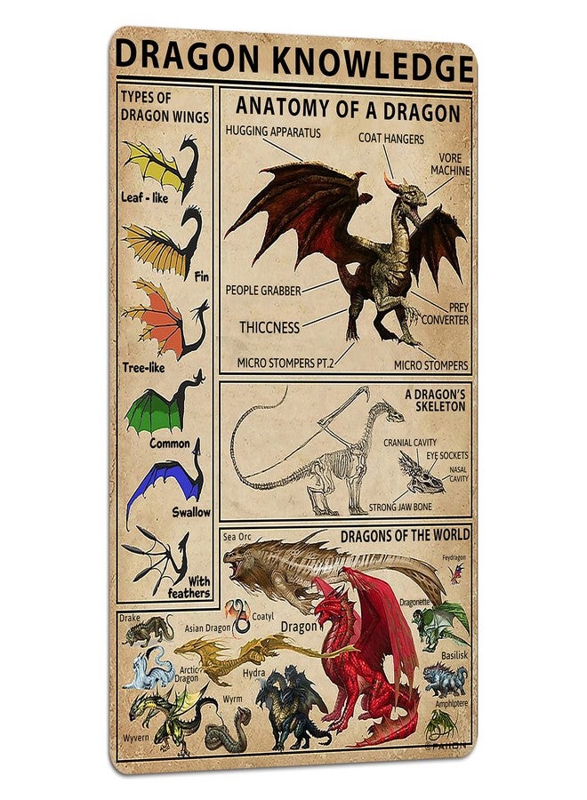 PAIION Dragon Knowledge Types of Dragon Wings Metal Sign 8x12 Inches, Boy Bedroom Home Kitchen Retro Bar Pub Office Wall Decor - Image 1