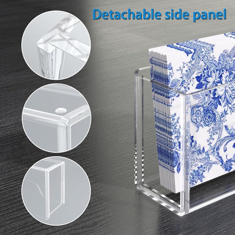 PITBVO Napkin Holder, Clear Acrylic Guest Paper Towel Holder for Bathroom Washbasin Side, Vertical Rectangular Disposable Hand Towel Paper Waterproof Lucite Holder Organizer for Kitchen Hotel Restaurant Use - Image 3