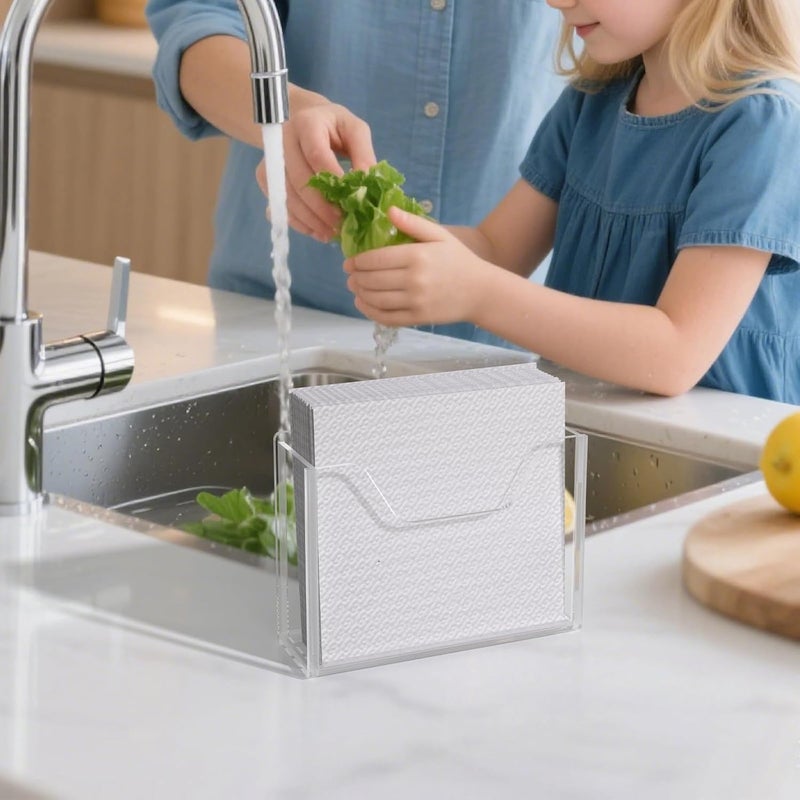 PITBVO Napkin Holder, Clear Acrylic Guest Paper Towel Holder for Bathroom Washbasin Side, Vertical Rectangular Disposable Hand Towel Paper Waterproof Lucite Holder Organizer for Kitchen Hotel Restaurant Use - Image 4