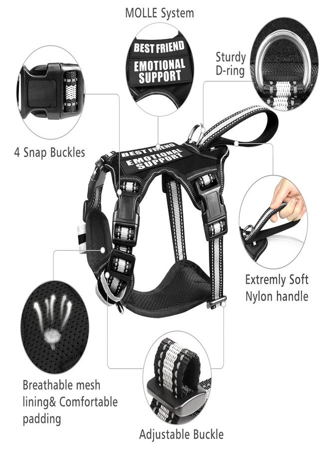 WINSEE Service Dog Vest No Pull Dog Harness with 7 Dog Patches, Reflective Pet Harness with Durable Soft Padded Handle for Training Small, Medium, Large, and Extra-Large Dogs (X-Large, Black) - Image 3