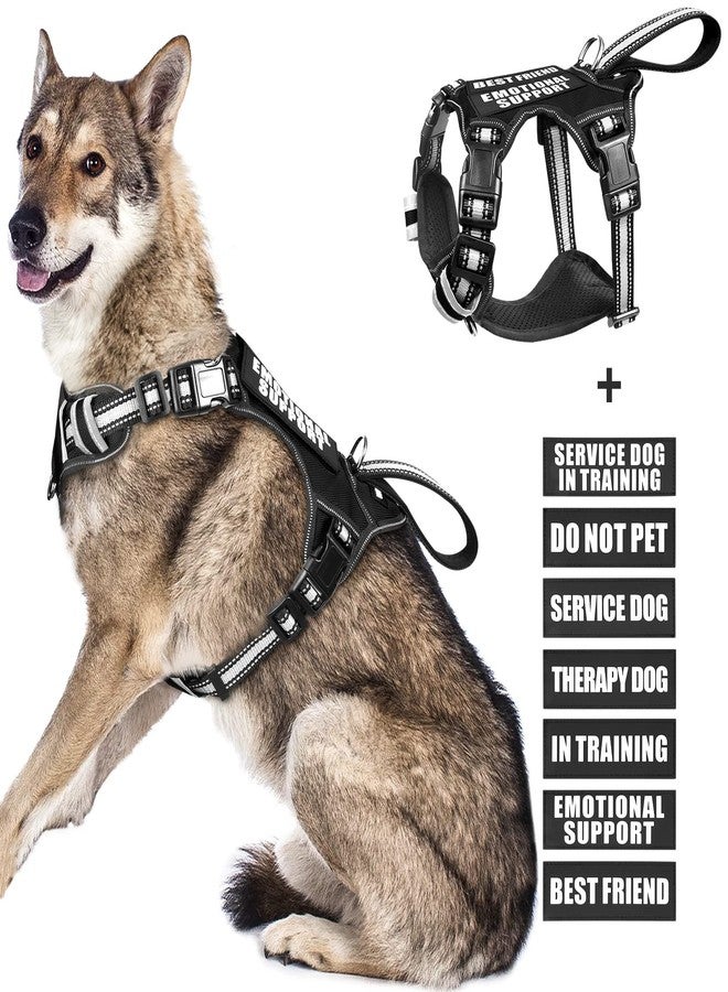 WINSEE Service Dog Vest No Pull Dog Harness with 7 Dog Patches, Reflective Pet Harness with Durable Soft Padded Handle for Training Small, Medium, Large, and Extra-Large Dogs (X-Large, Black) - Image 1