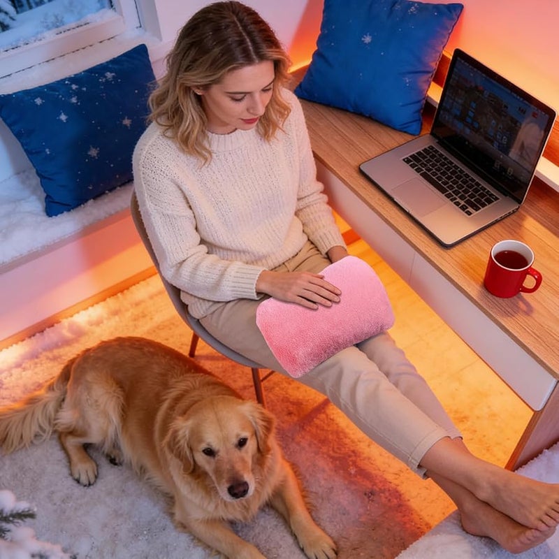 Pink Electric Heating Bag Hot Water Bottle For Stomach Office Home Winter Warmer - Image 5