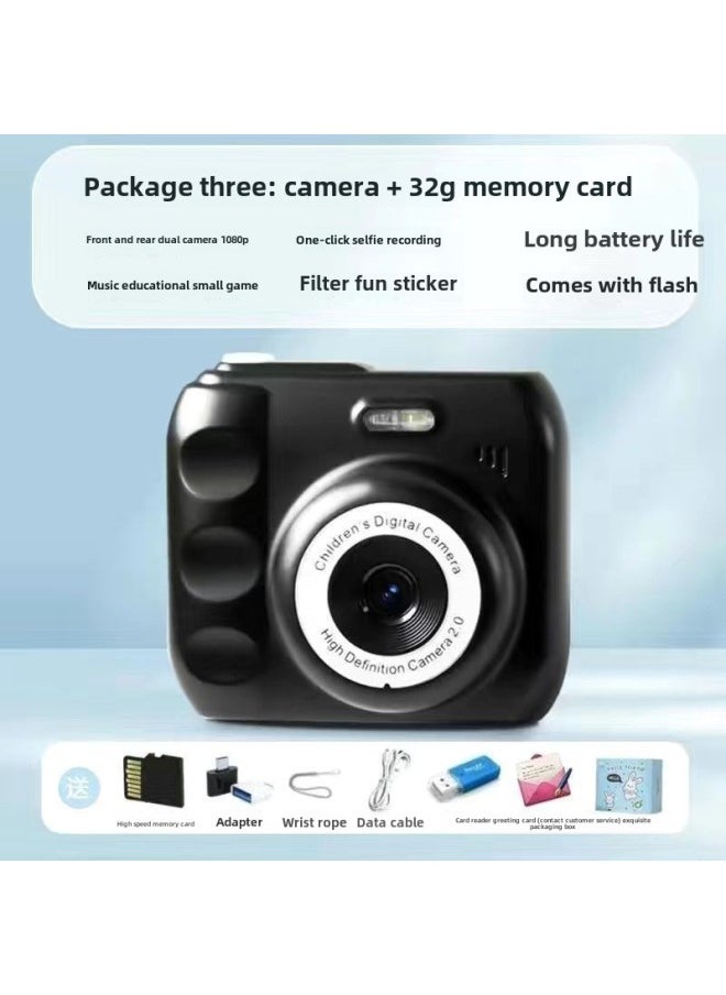 Generic Camera HD Double Camera Cute Digital Campus Student Party Photo Camera Can Take Photos And Pass Mobile Phone Color Shooting-Body Color:Hd Dual Camera Dark Night  - 32g Memory Card*  - Image 1