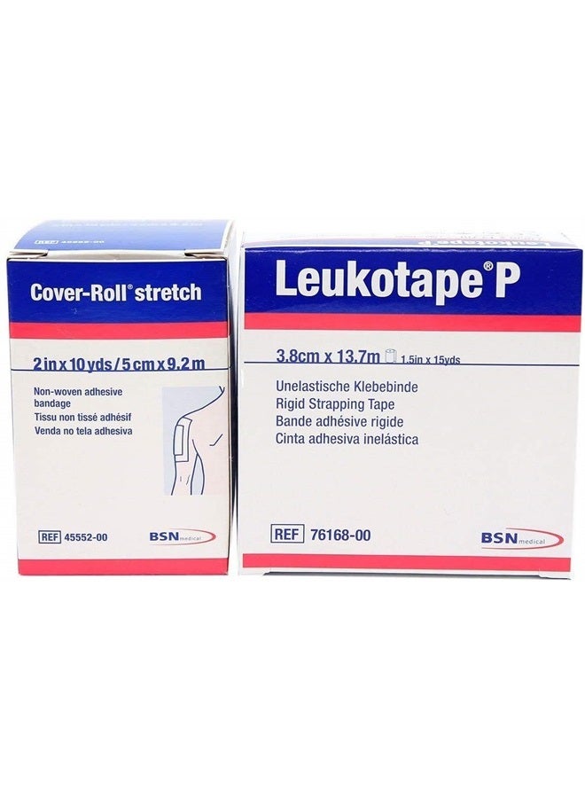Leukotape P 1.5-Inch x 15-Yds & Cover-roll Stretch 2-Inch x 10-Yds Combo Pack (One Roll Each)