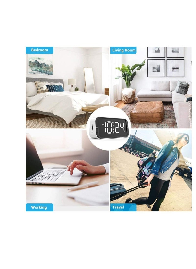 erorex - Digital Alarm Clock, Bedside Clock with Dual Alarm, 0-100% Dimmer, 1-15 Mins Snooze, Adjustable Volume,USB Charger Port,Big Digit Display, 12/24Hr, Main Powered Alarm Clock (White) - Image 1
