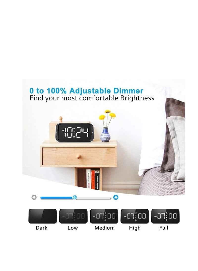 erorex - Digital Alarm Clock, Bedside Clock with Dual Alarm, 0-100% Dimmer, 1-15 Mins Snooze, Adjustable Volume,USB Charger Port,Big Digit Display, 12/24Hr, Main Powered Alarm Clock (White) - Image 1