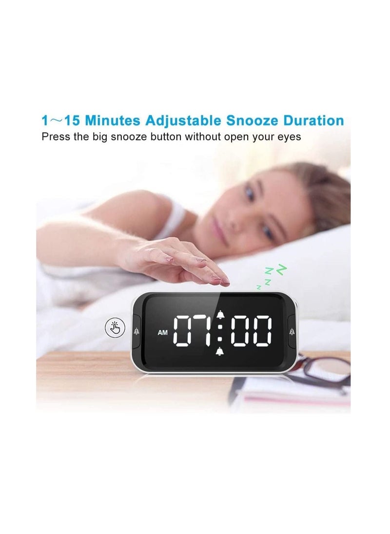 erorex - Digital Alarm Clock, Bedside Clock with Dual Alarm, 0-100% Dimmer, 1-15 Mins Snooze, Adjustable Volume,USB Charger Port,Big Digit Display, 12/24Hr, Main Powered Alarm Clock (White) - Image 1