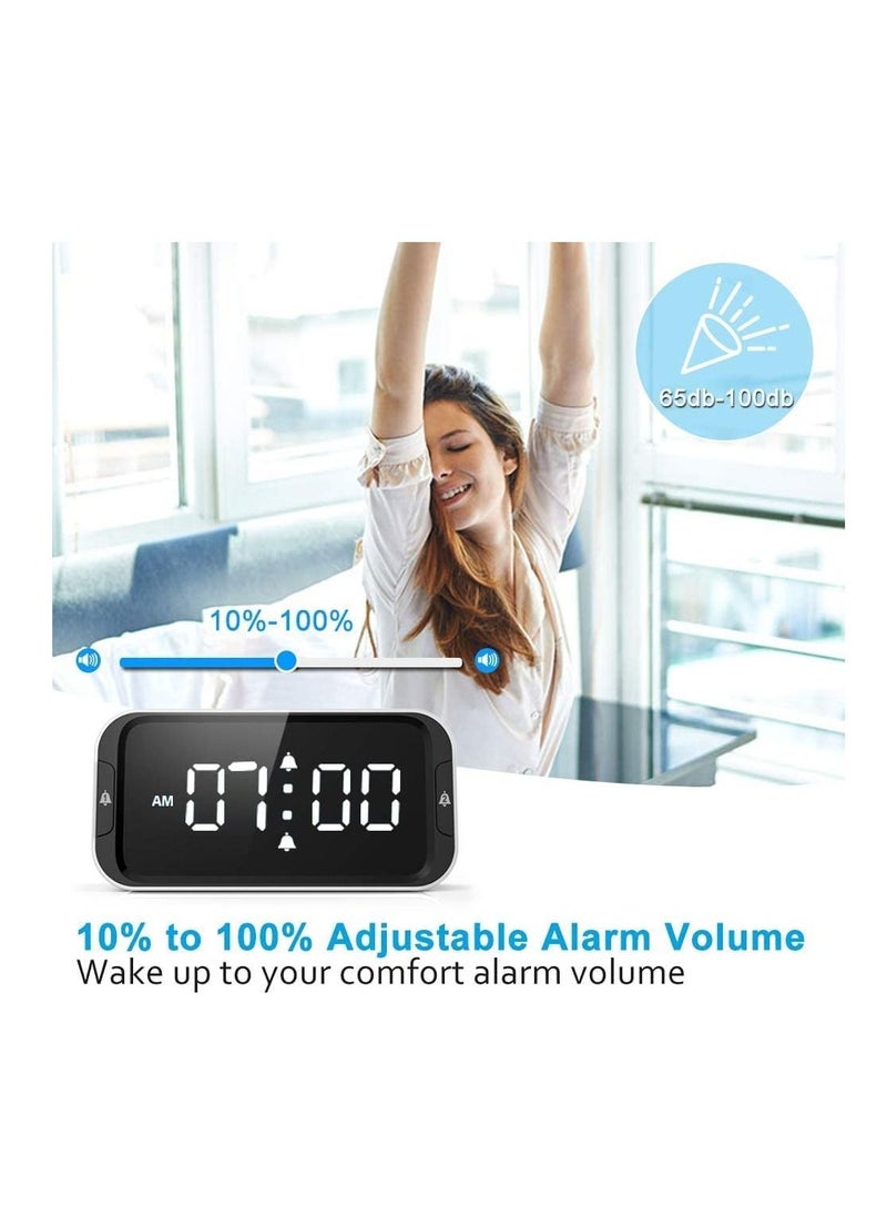 erorex - Digital Alarm Clock, Bedside Clock with Dual Alarm, 0-100% Dimmer, 1-15 Mins Snooze, Adjustable Volume,USB Charger Port,Big Digit Display, 12/24Hr, Main Powered Alarm Clock (White) - Image 1