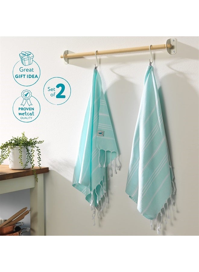 Turkish Hand Towels with Hanging Loop (20 x 30) - Set of 2, 100% Cotton, Soft - Pre Washed Boho Farmhouse Kitchen Towels - Unique Decorative Hand Towels for Bathroom (Honey Gold)