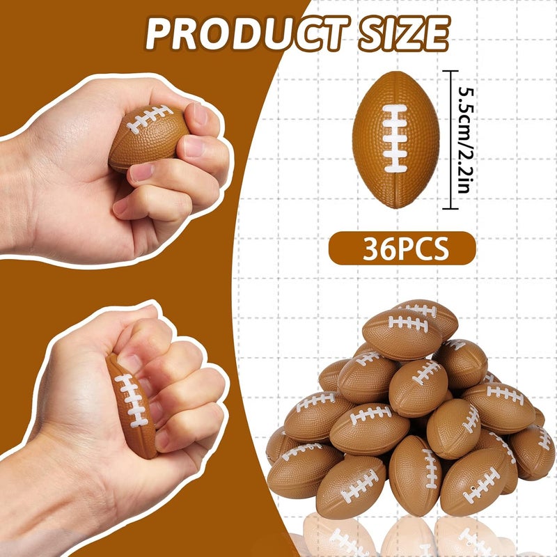 WELLVO 36 Pack Mini Foam Football 2.17" Mini Football Party Favor Stress Ball Bulk Small Foam Sports Ball for Birthday Gift Goodie Bags Stuffers - Image 2