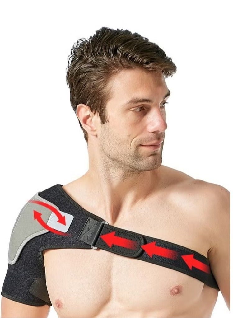 Bukela Shoulder Brace Shoulder Support and Compression Sleeve for Torn Rotator Cuff Dislocated Shoulder Pain Relief Adjustable Fits Shoulder Brace Immobilizer Strap with Ice Pack Pocket - Image 3