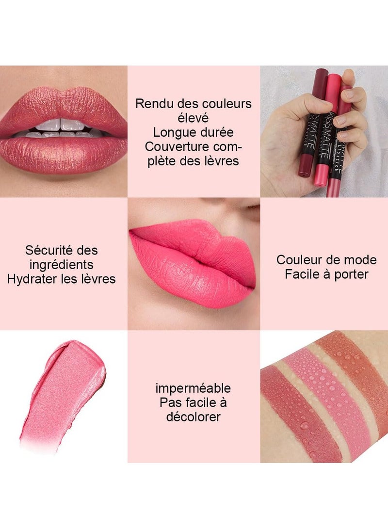 DNM Beauty مجموعة من 3 أقلام تحديد شفاه غير لامعة بلون وردي طبيعي فاتح وأحمر شفاه يدوم طويلاً ومقاوم للماء من DNM مجموعة أحمر شفاه ومحدد شفاه متطابقة تدوم 24 ساعة 24 ساعة أصلية 1&amp;4&amp;7 - Image 5