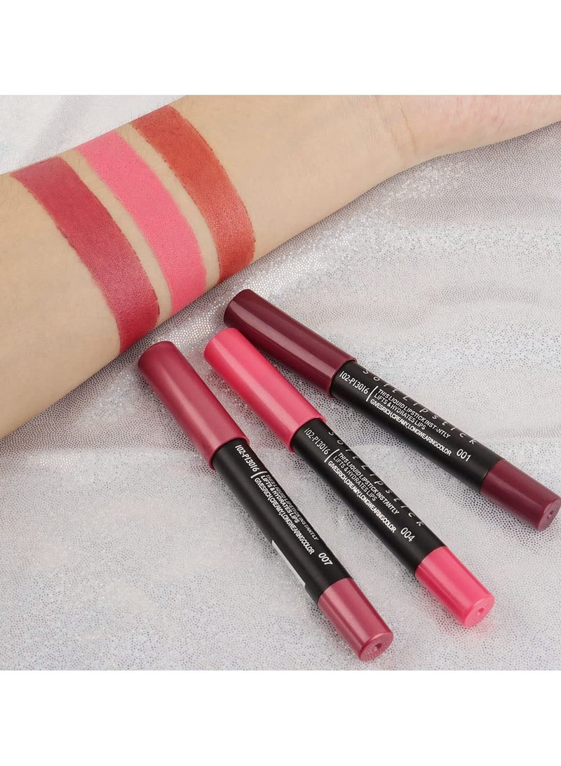 DNM Beauty مجموعة من 3 أقلام تحديد شفاه غير لامعة بلون وردي طبيعي فاتح وأحمر شفاه يدوم طويلاً ومقاوم للماء من DNM مجموعة أحمر شفاه ومحدد شفاه متطابقة تدوم 24 ساعة 24 ساعة أصلية 1&amp;4&amp;7 - Image 3