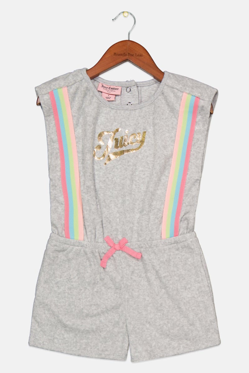 Juicy Couture Kids Girl Graphic Print Playsuit, Grey Combo - Image 1
