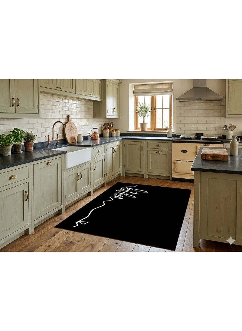 مشاية مطبخ مودرن ثلاثية الأبعاد - مقاس 120×180 سم - تصميم "Kitchen" انسيابي - ظهر مانع للانزلاق وقابل للغسل. - Image 2