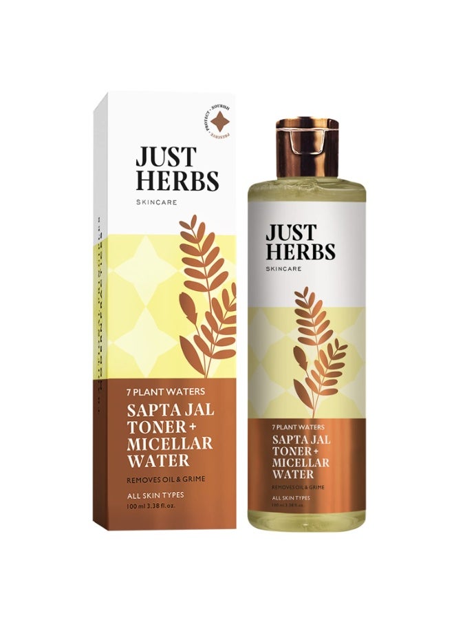 Just Herbs Sapta Jal Ayurvedic Toner + Micellar Water for Skin Nourishing, Cleansing, Makeup Remover for Women Suitable All Skin Types 100 ml  - Image 1