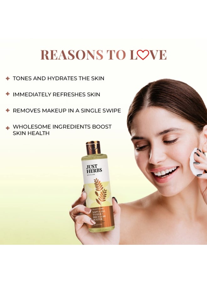 Just Herbs Sapta Jal Ayurvedic Toner + Micellar Water for Skin Nourishing, Cleansing, Makeup Remover for Women Suitable All Skin Types 100 ml  - Image 3