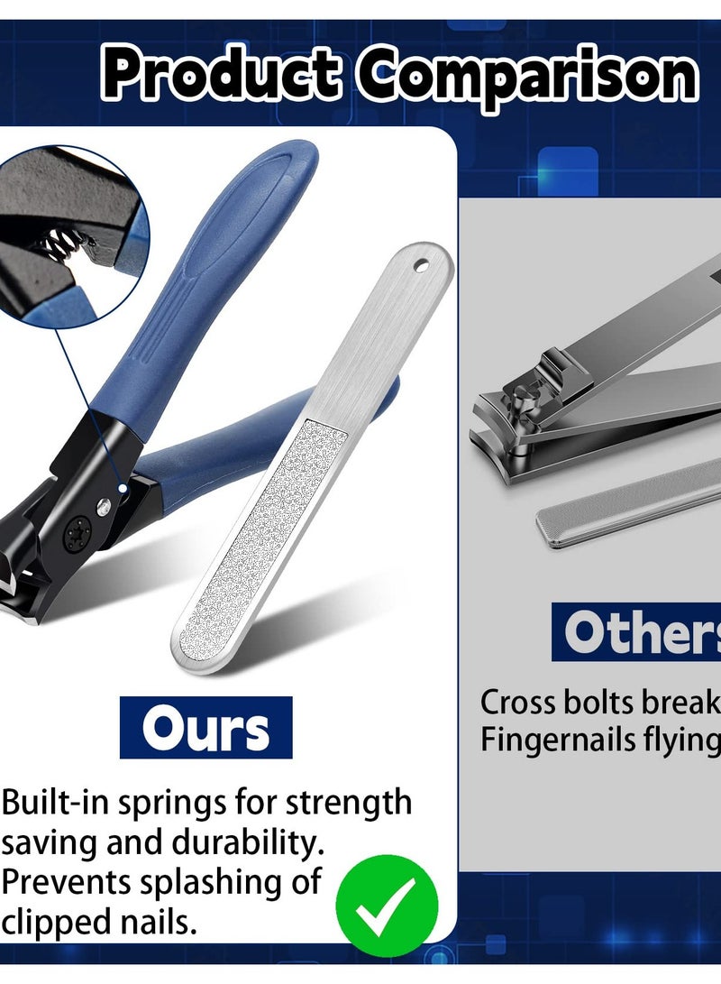 Heavy Duty Stainless Steel Nail Clippers for Thick Nails and Toenails with Fingernail File Professional Trimming Tools - Image 5
