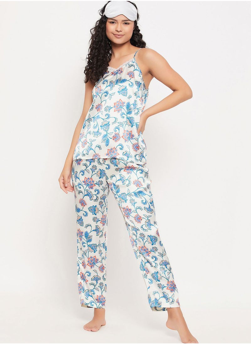 Clovia - Printed Cami Top & Pyjama Set - Image 1