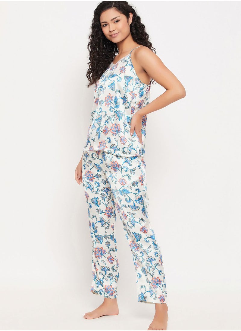 Clovia - Printed Cami Top & Pyjama Set - Image 1