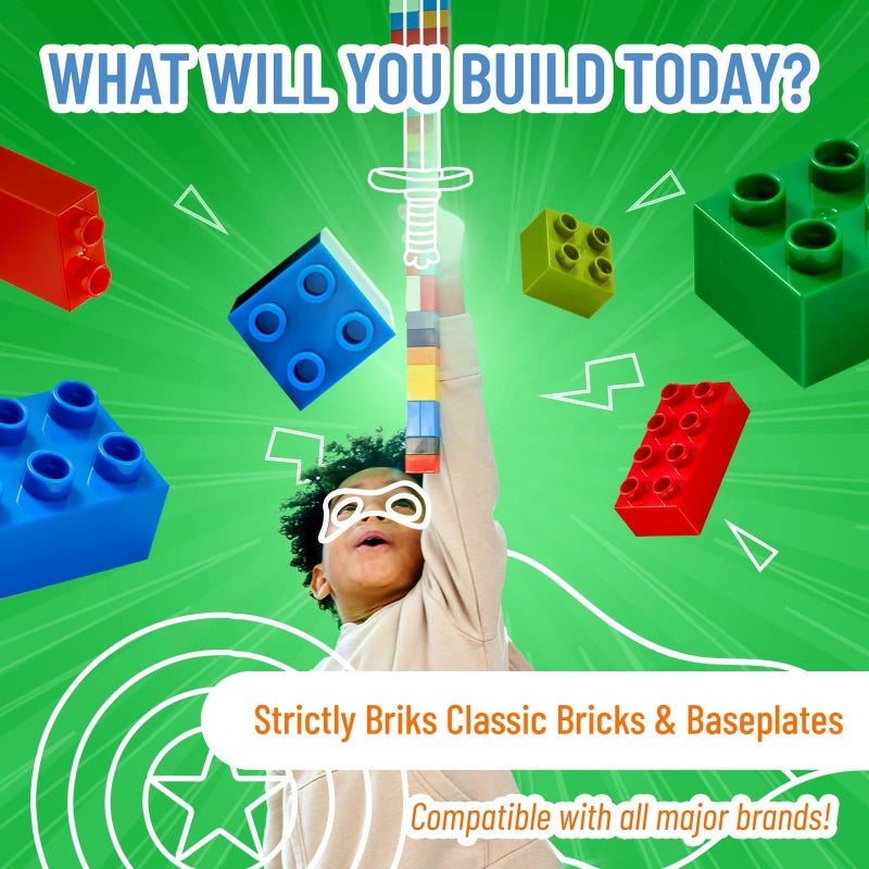 Strictly Briks مجموعة لوحات القاعدة من ستريكتلي بريكس - متوافقة مع ليغو، 10 × 10 في 4 لوحات قاعدة مع 30 كومة، لوحات قاعدة قابلة للتكديس لبناء ألعاب الكتل وعرض الأبراج المخصصة، للأطفال، بيضاء - Image 5