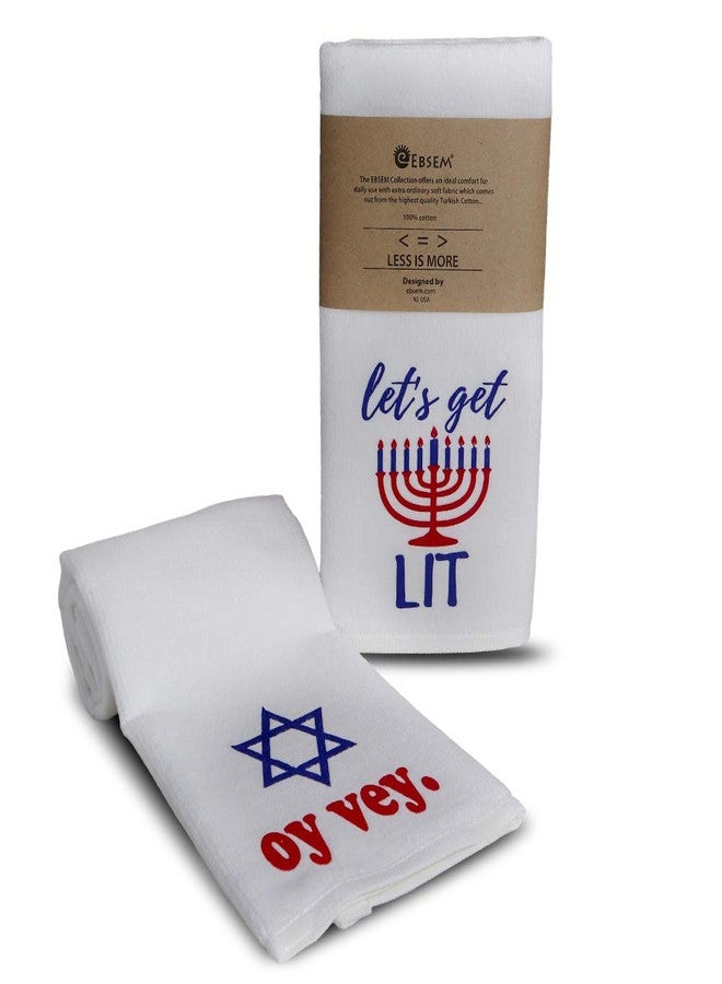 Ebsem Jewish Hand - Dish Towel Set. 2 Kitchen/Bathroom Towels with Flock Printed Designs. Perfect for Housewarming, Valentine's, Mother's Day, Thanksgiving, Birthday & Hanukkah Gift - Image 1